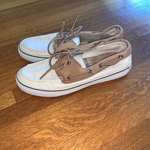 Sperry White and Tan Boat Shoes